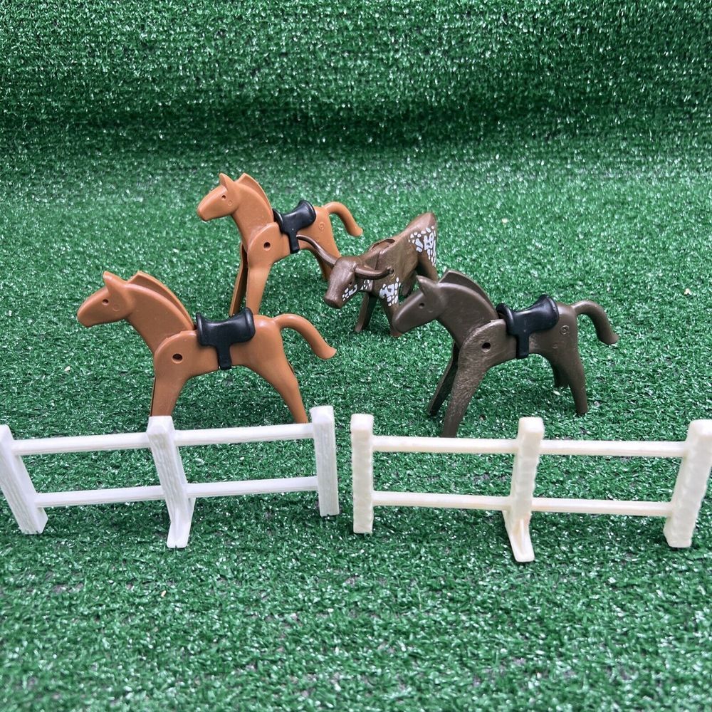 Vintage Playmobil Horses Fence & Steer 1974‎